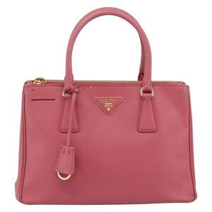 Prada Galleria Double Zip Tote Saffiano Leather Pink Leather Handbag